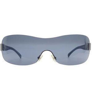 Vintage Black Rimless Shield Sunglasses